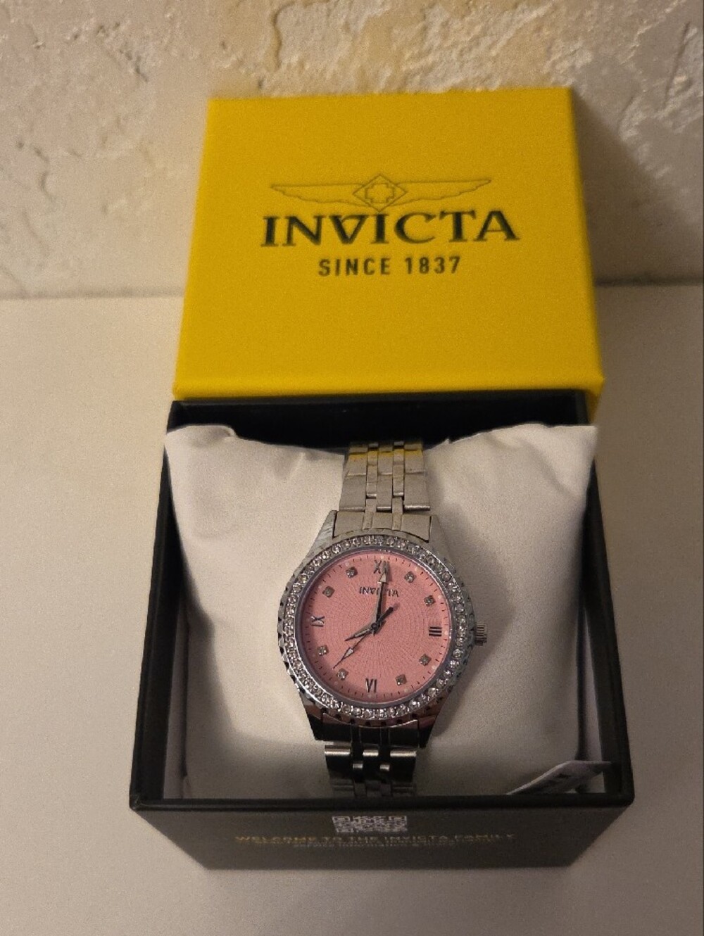 Invicta Women's Silver-Tone Watch with Pink Dial and Crystal Bezel - Picture 2 of 3
